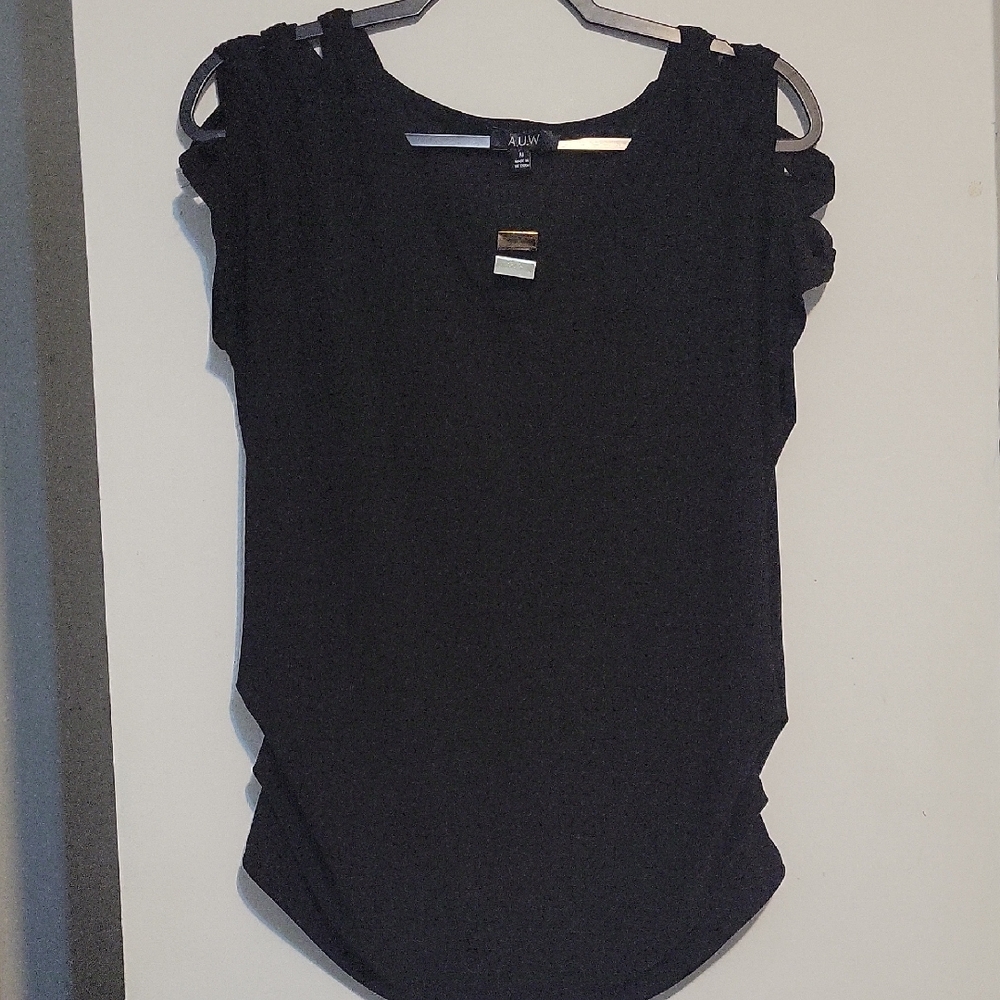 AUW Black Women's Cold Shoukder Top